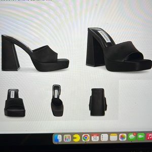 Black Satin block heel